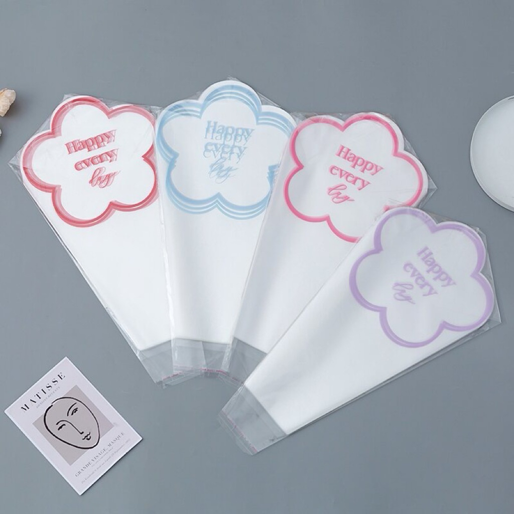 

[10079B] Plastik Pembungkus Bunga dan Buket , Happy Every Day | Poppy Flower Sleeves Happy Every Day