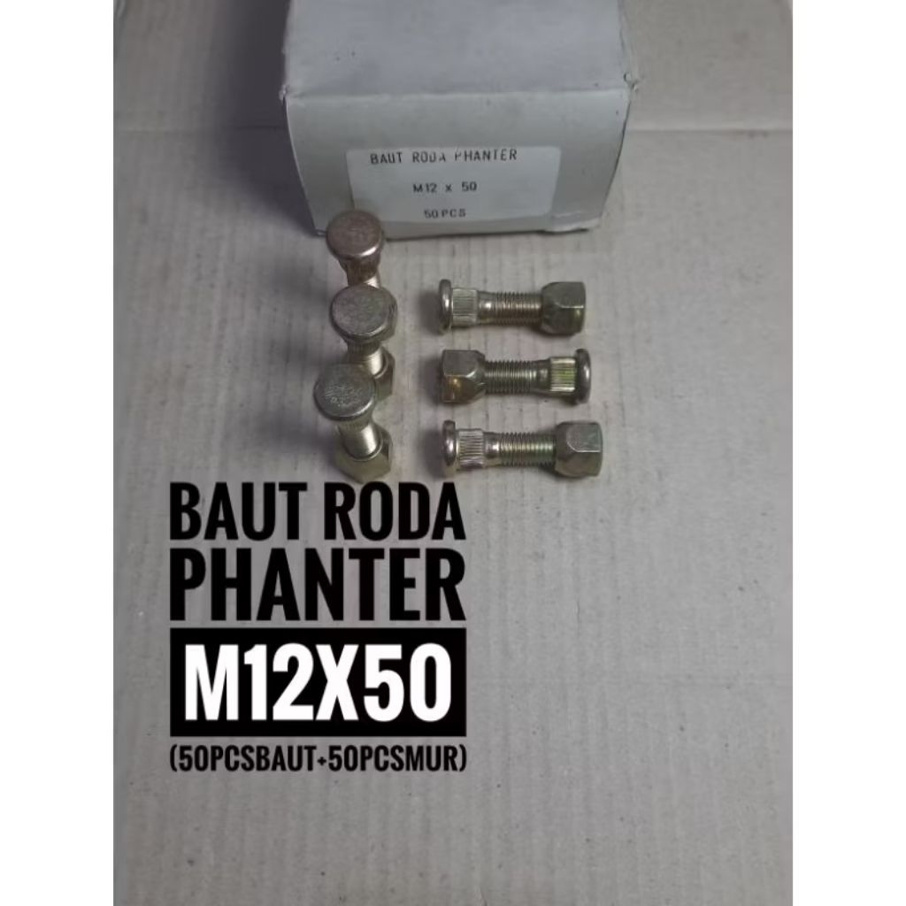 baut roda mobil phanter 12x1,5x50(50set) kunci 19
