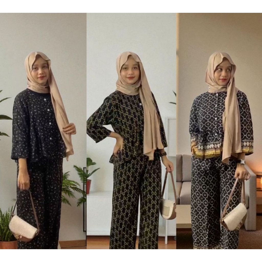 One Set LD 110/One Set Wanita Kekinian - Baju & Celana Stylish Harian