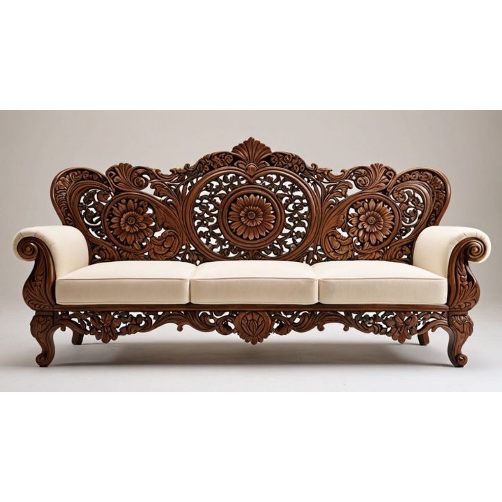 Sofa Ukir Jepara Kayu Jati – Kursi Tamu Klasik Mewah Elegan