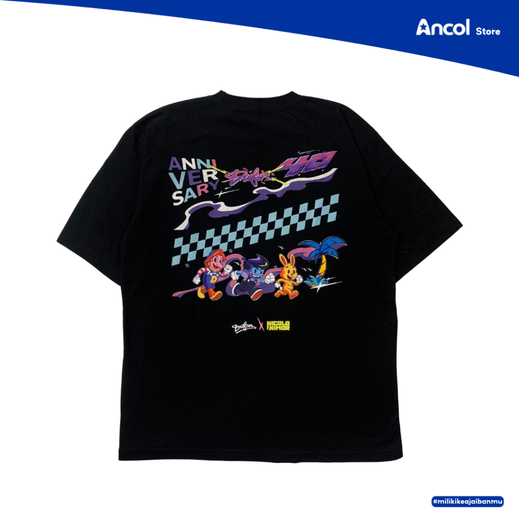 Ancol Baju Kaos Oversize Kolaborasi Dufan x Nicolo Nimor | Spesial Edisi 40th | Official Merchandise