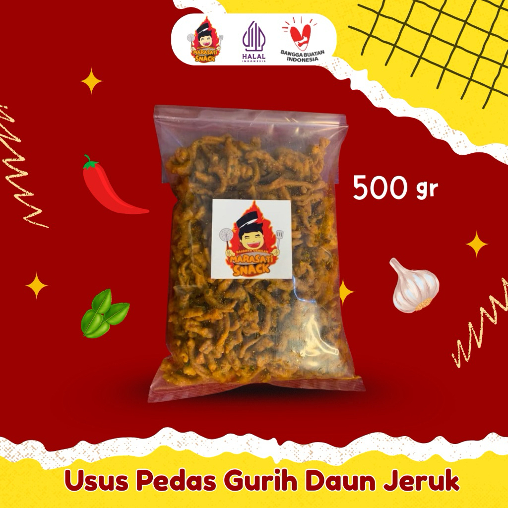 

Usus Crispy Bumbu Cikruh daun jeruk 500gr Marasati.Snack
