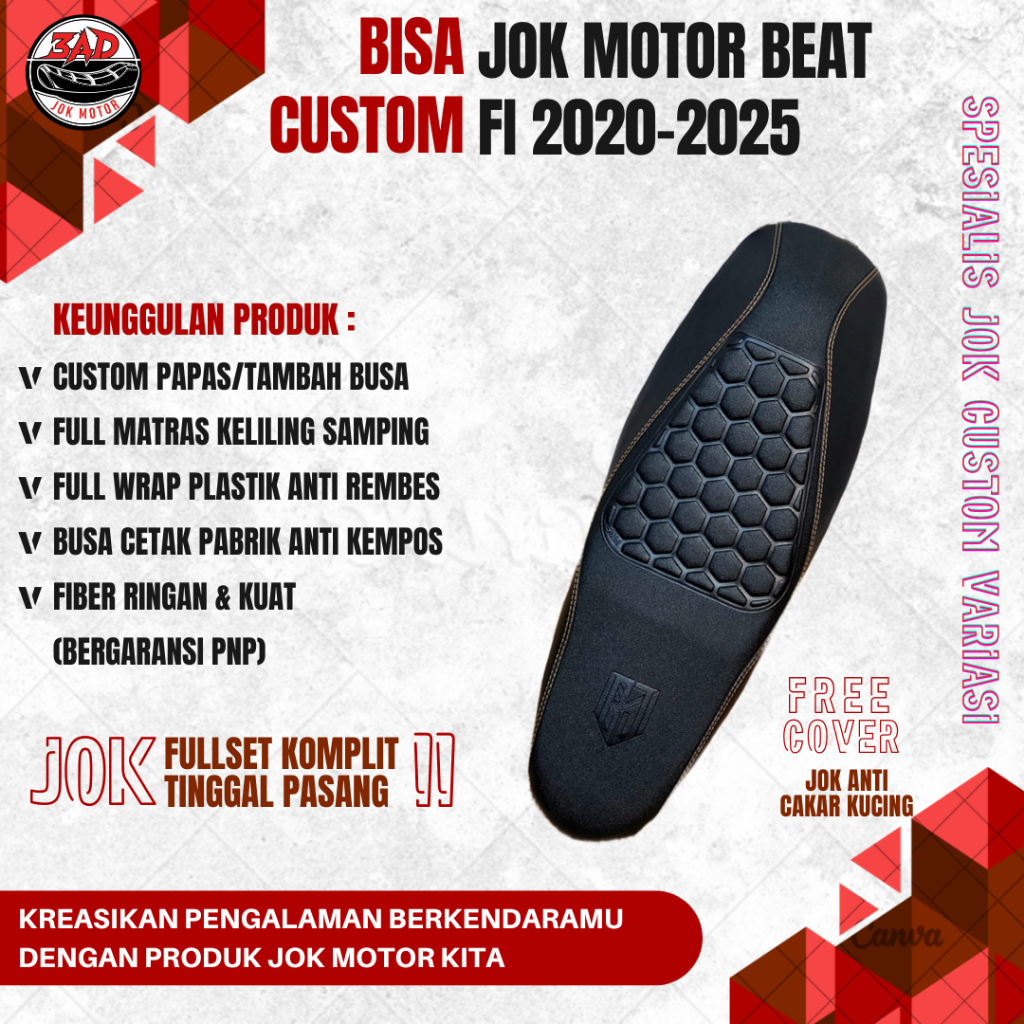 Jok motor beat fi 2020-2025 fullset variasi siap pasang I Jok honda beat fi new / beat deluxe