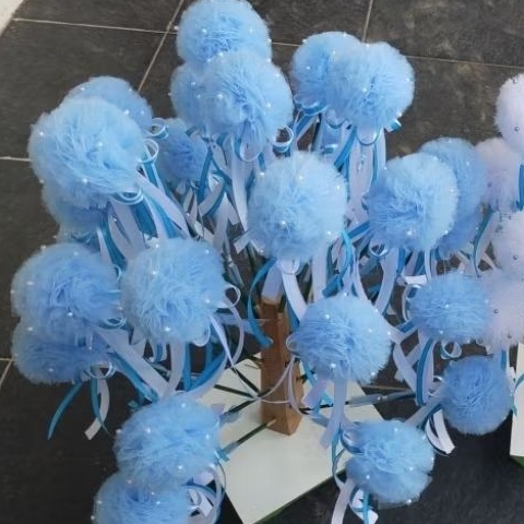 (15pcs) bunga pompom / bunga telur / pokok telok / pompom tile/ nikah yuk pontianak