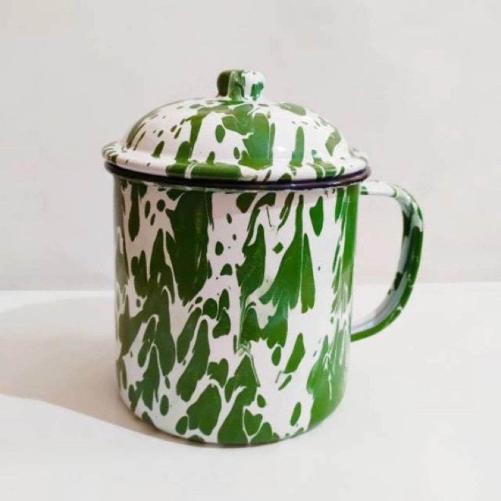 Gelas Mug Cangkir Enamel Seng Kaleng Blirik Blurik Jadul Vintage