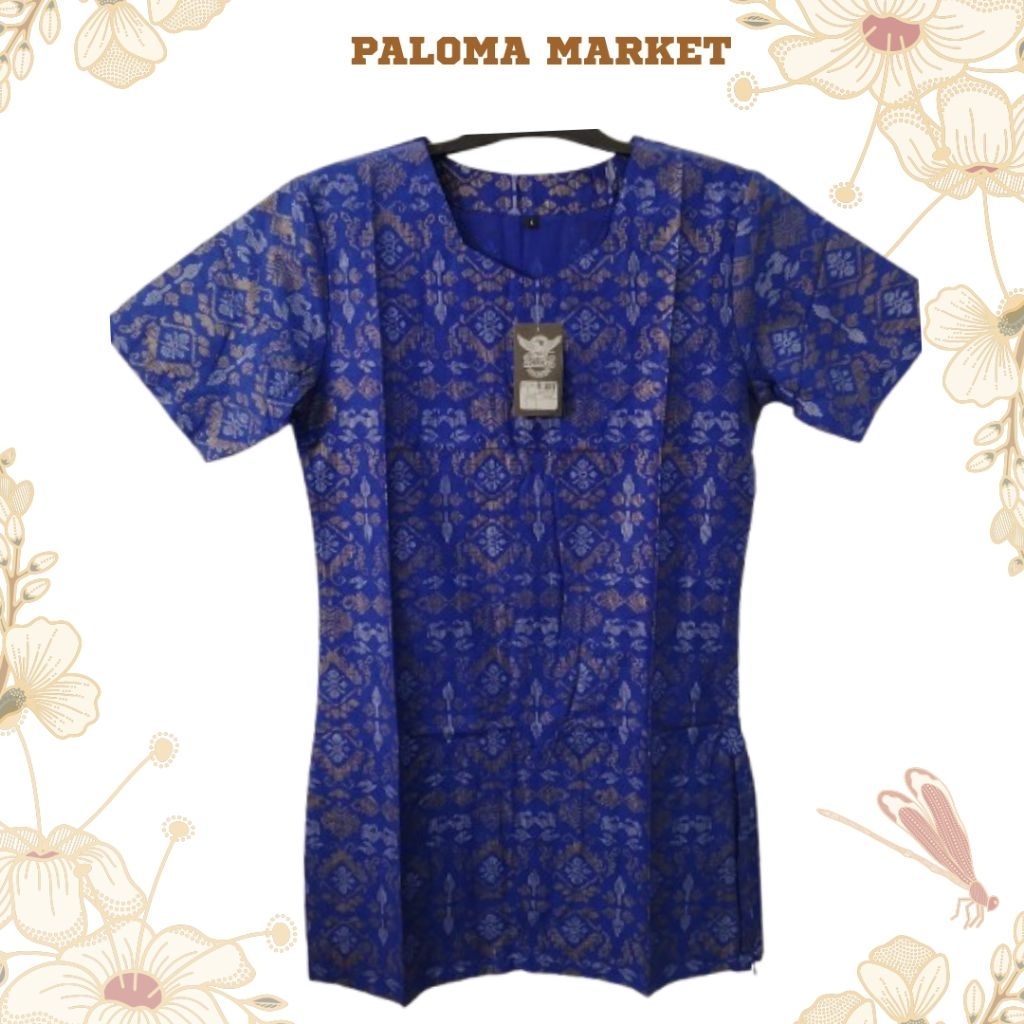 Blouse Batik Modern Wanita – Biru Elegan