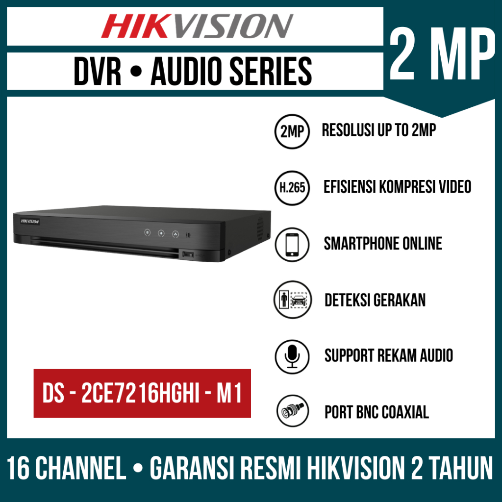 DVR Hikvision 2MP 16 Channel Audio Series Turbo HD