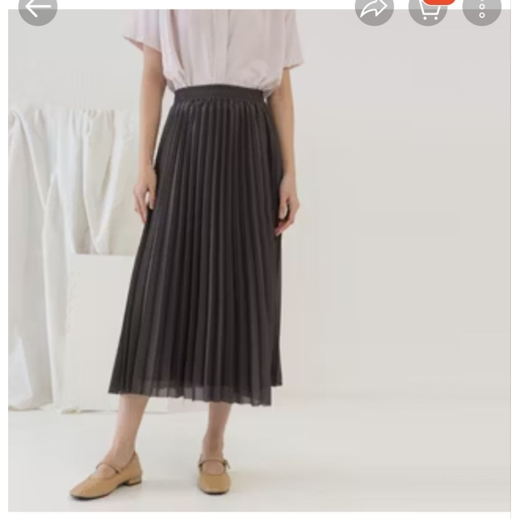 Rok plisket preloved warna abu tua