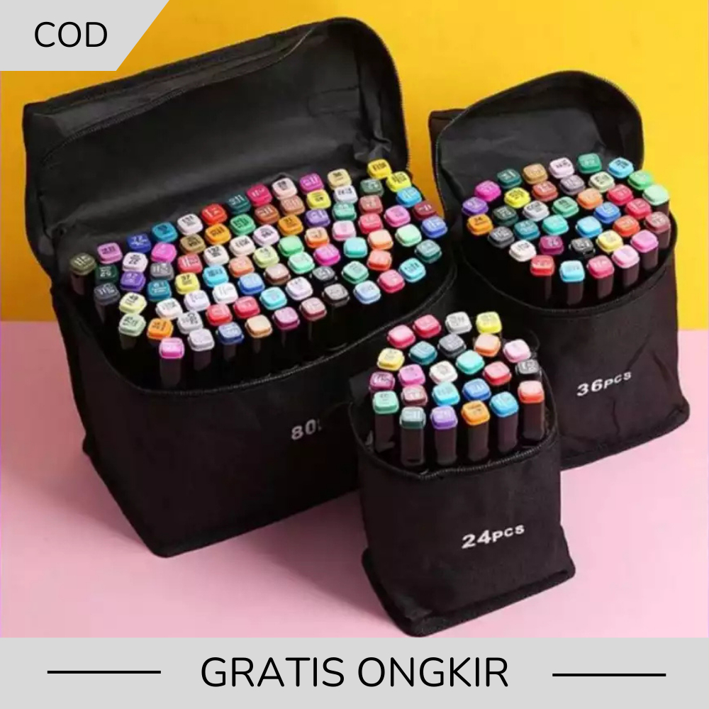 

Stabilo Spidol Warna Sketsa Umum Dua Sisi Kepala Tulis Luas dan Halus Double Headed