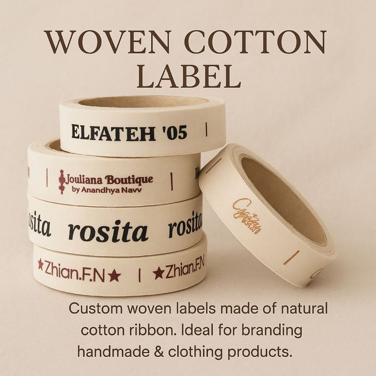 ( 100 meter ) Katun import lembut, label cotton, label twilltape, label hijab, label kerudung, label