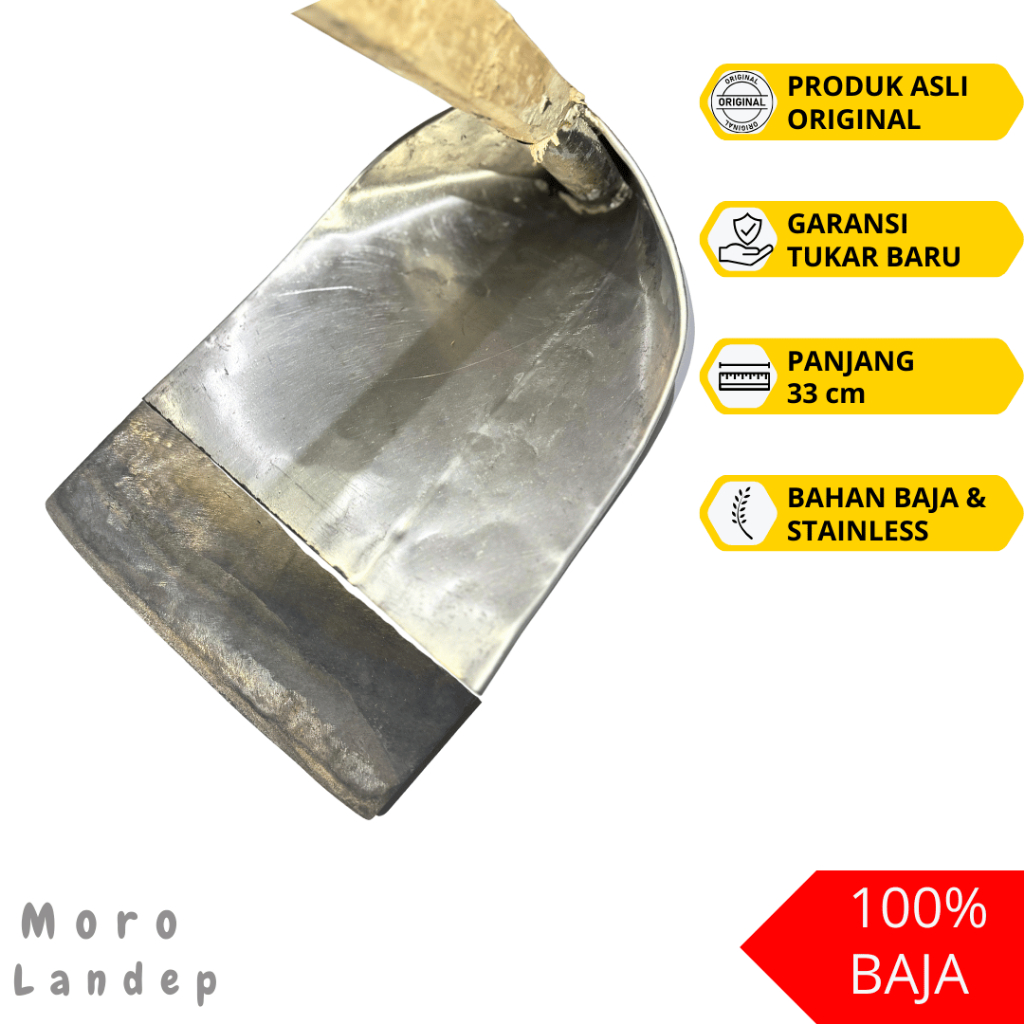 Cangkul Cadong Stainless dengan Depan Baja per Tebal 1,5mm Panjang 35cm Cangkul Stainless SawahKebun
