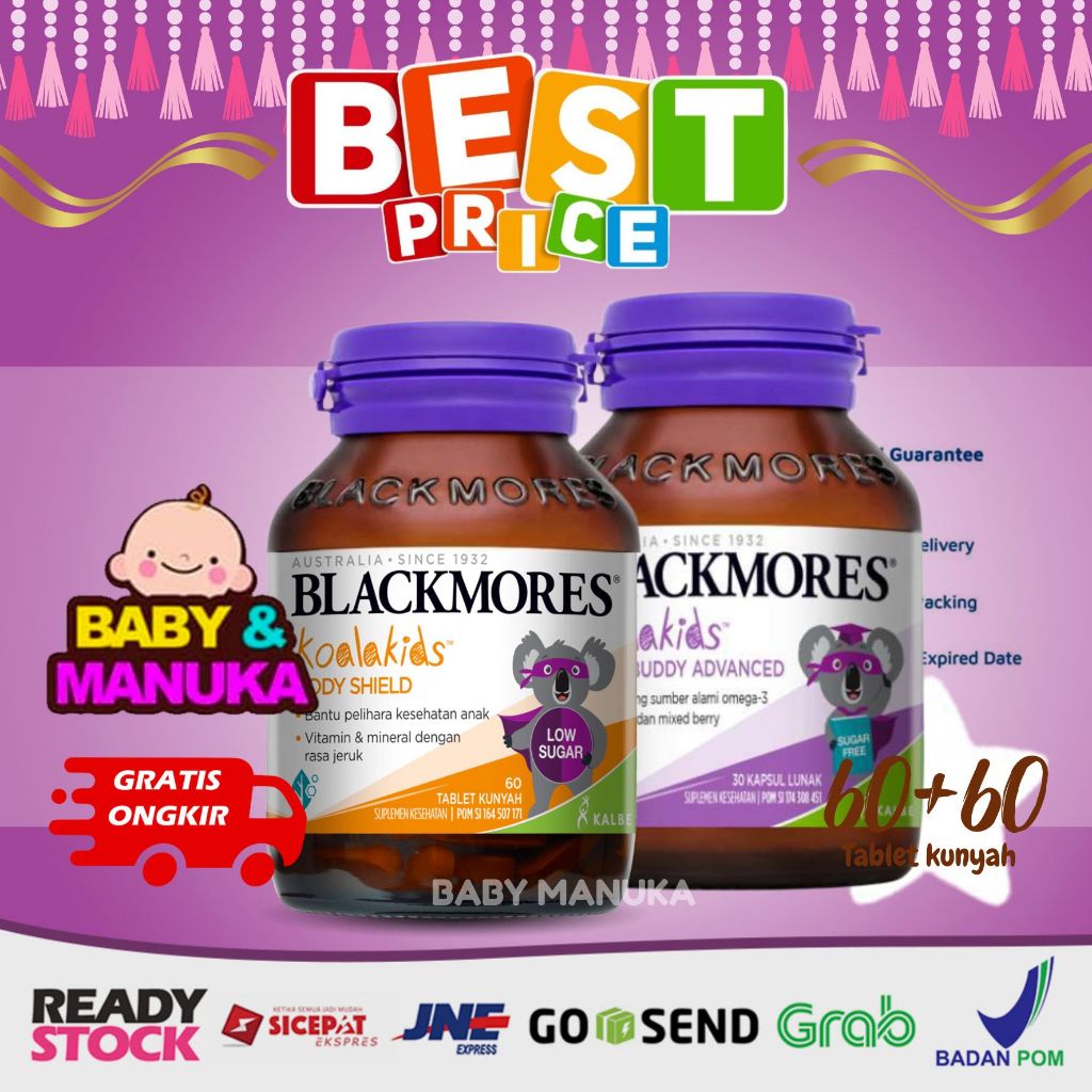 Blackmores Koala Kids Body Shield + Study Buddy Advance - Vitamin Anak Immune & Minyak Ikan