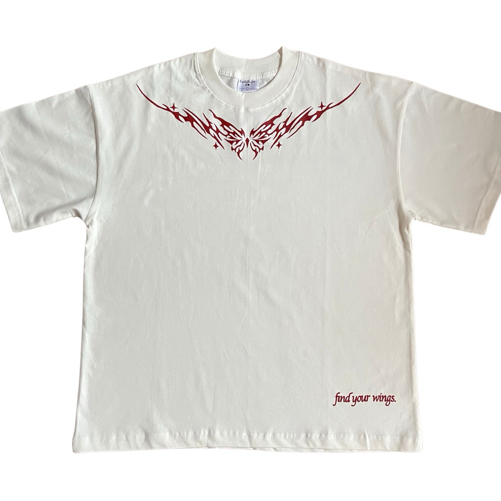 Broken White Boxy Tee 'wings'