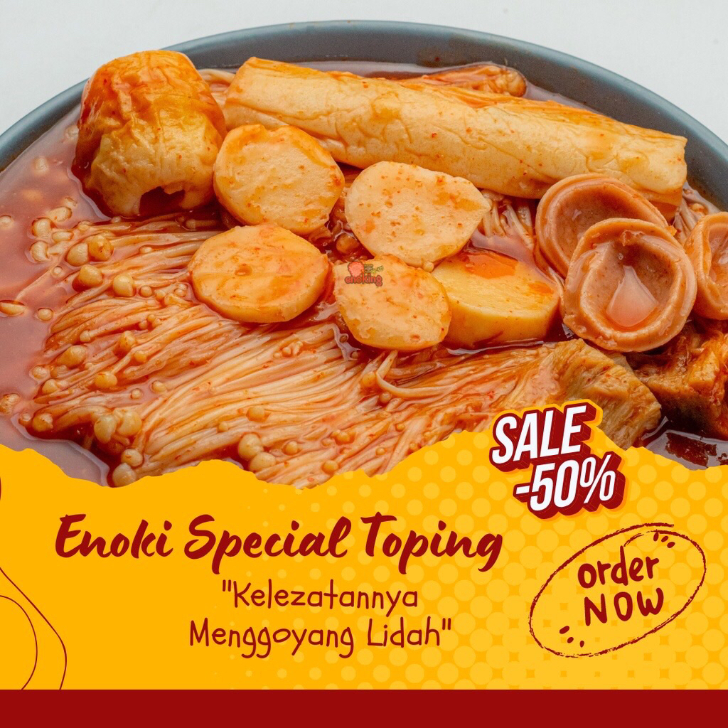 

Enoki Spesial Toping ~ Free Sumpit Jamur Enoki Instan Halal by ENOKING lengkap toping