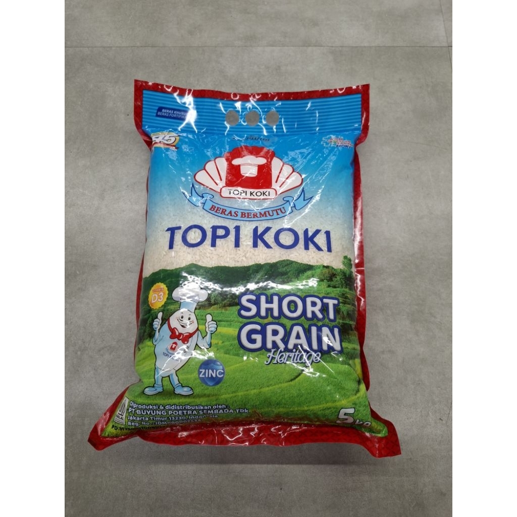 

CAP TOPI KOKI BERAS SHORT GRAIN HERITAGE PREMIUM KEMASAN 5 KG