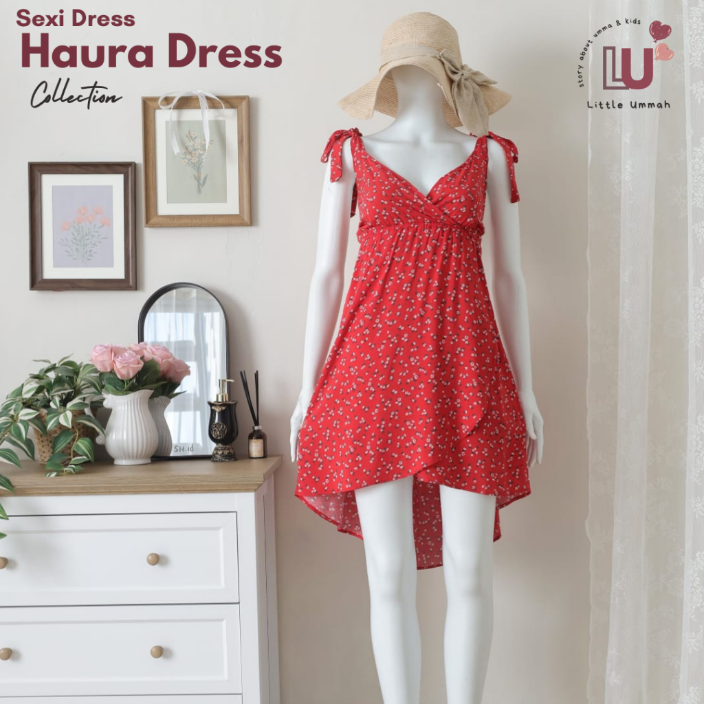 Little Ummah -HAURA Dress Home Dress Rayon Pendek Baju Tidur Daster Busui All Size baju tidur sexy