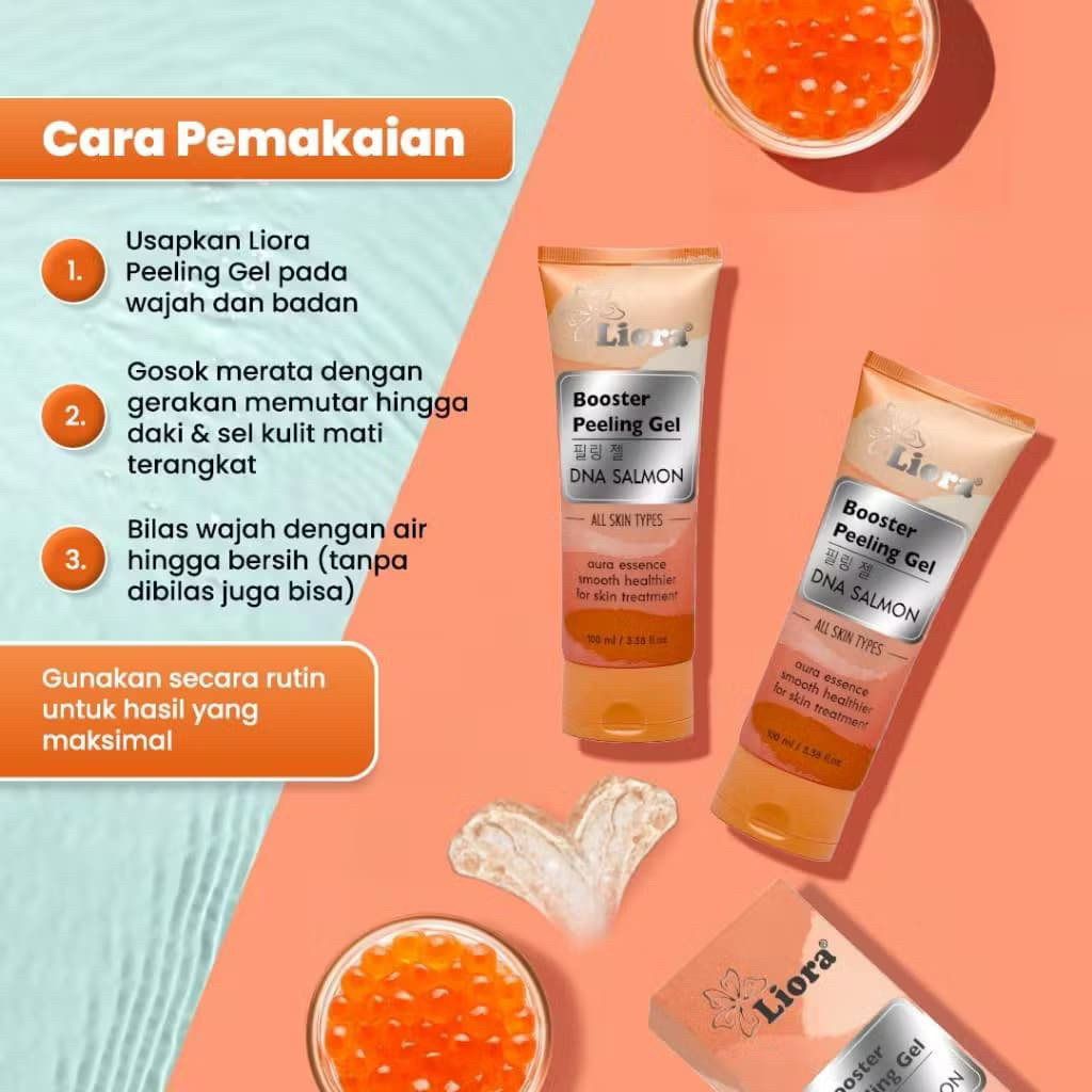 LIORA Booster Peeling Gel DNA Salmon - 100ML | Peeling Gel Exfoliating Badan Dan Wajah