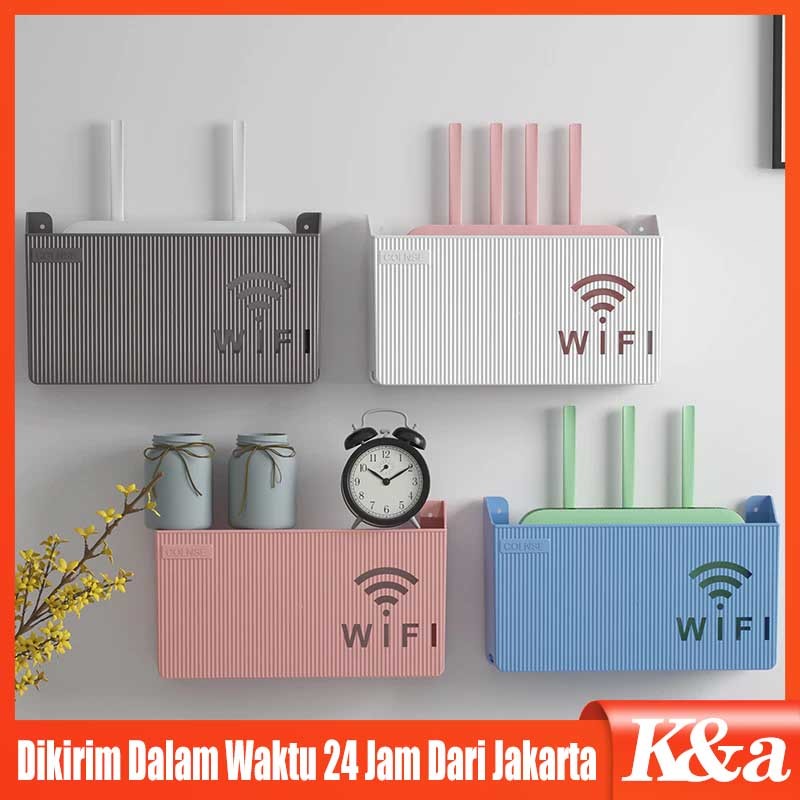 Rak Kotak Wifi Tempat Wireless Wifi Router Dekorasi Dinding Minimalis Serbaguna - Rak Dinding Gantun