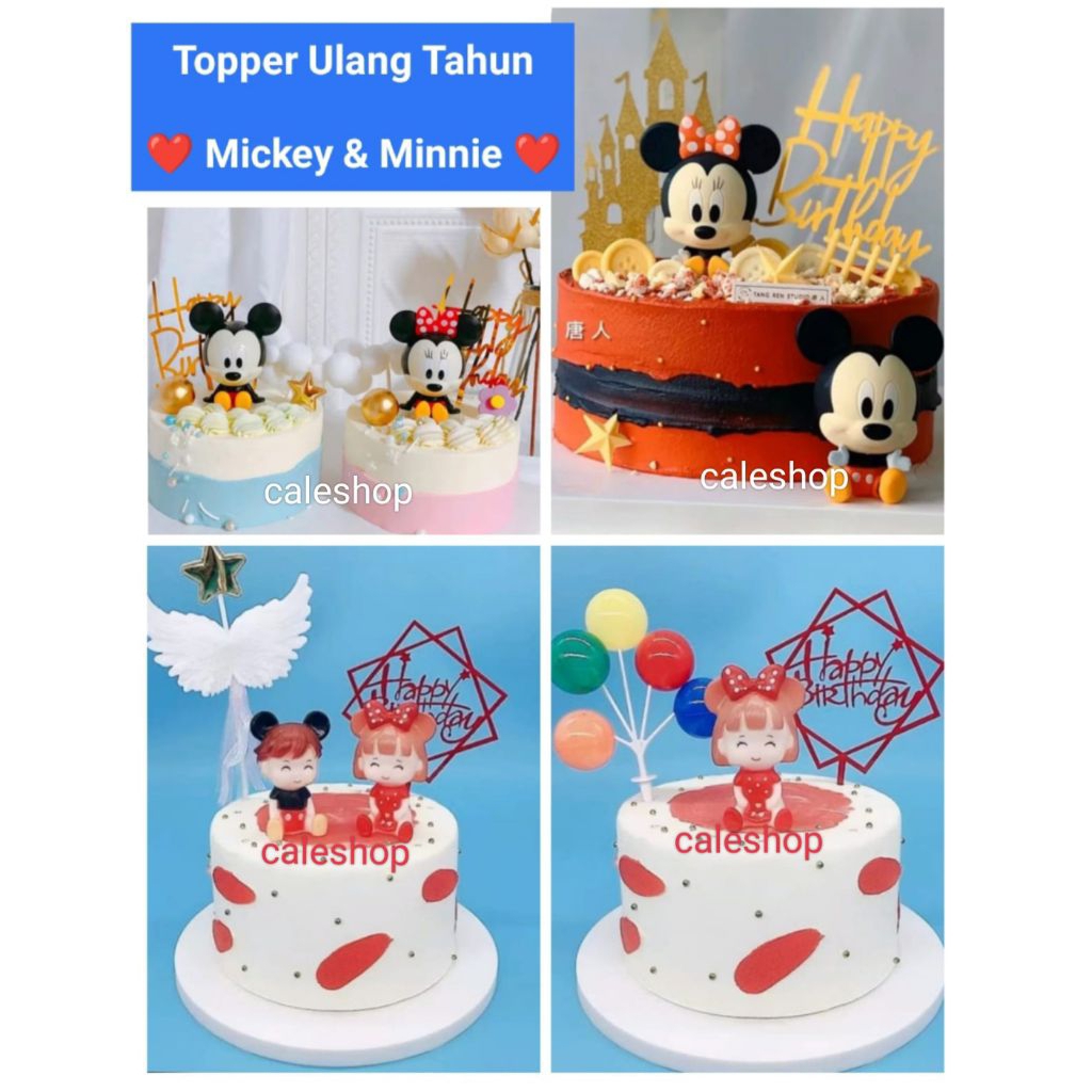 Topper hiasan kue ulang tahun anak Mickey Mouse  Minnie Mouse Mickey Minnie Miki Mini