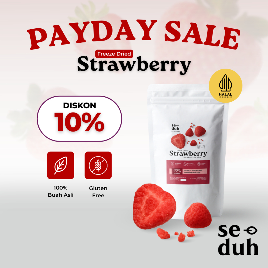 

Freeze dried strawberry fruit / Buah stroberi kering utuh - 500 gram