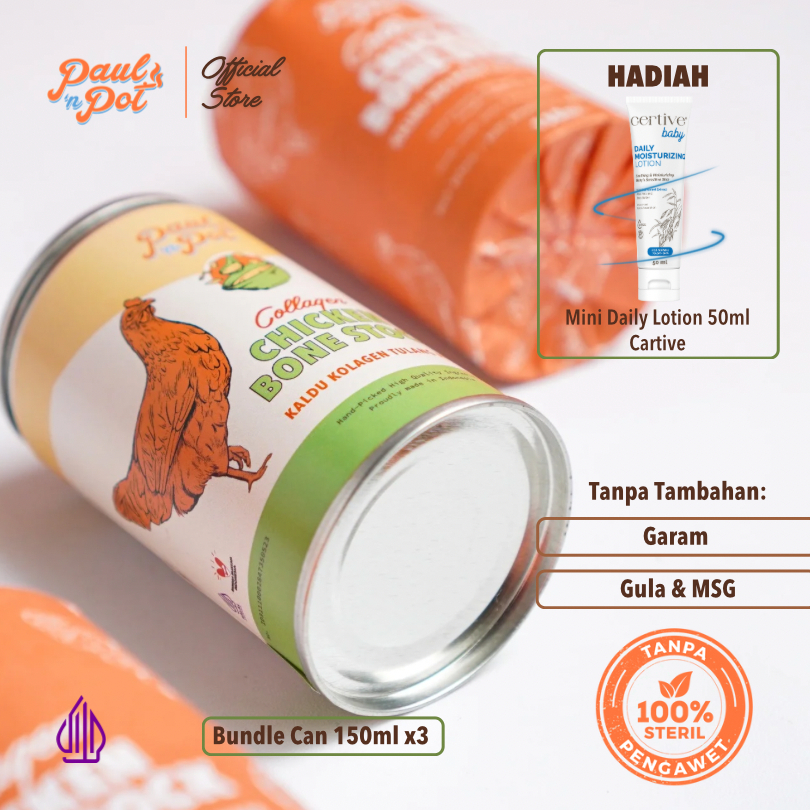 

Bundle 3 Can 150ml - Collagen Chicken bone Stock - Kaleng - Bone Broth MPASI