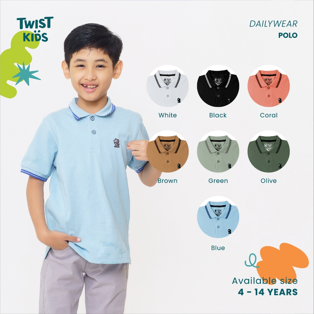 Twist Kids - Henley NC, Noos Series, Kaos Wangky Kerah Polo Lengan Pendek Anak Laki-Laki