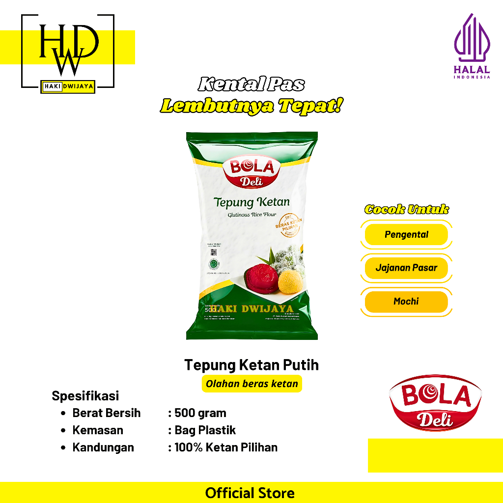 

[500gr] Bola Deli Tepung Ketan Putih Halus dari Beras Ketan Pilihan