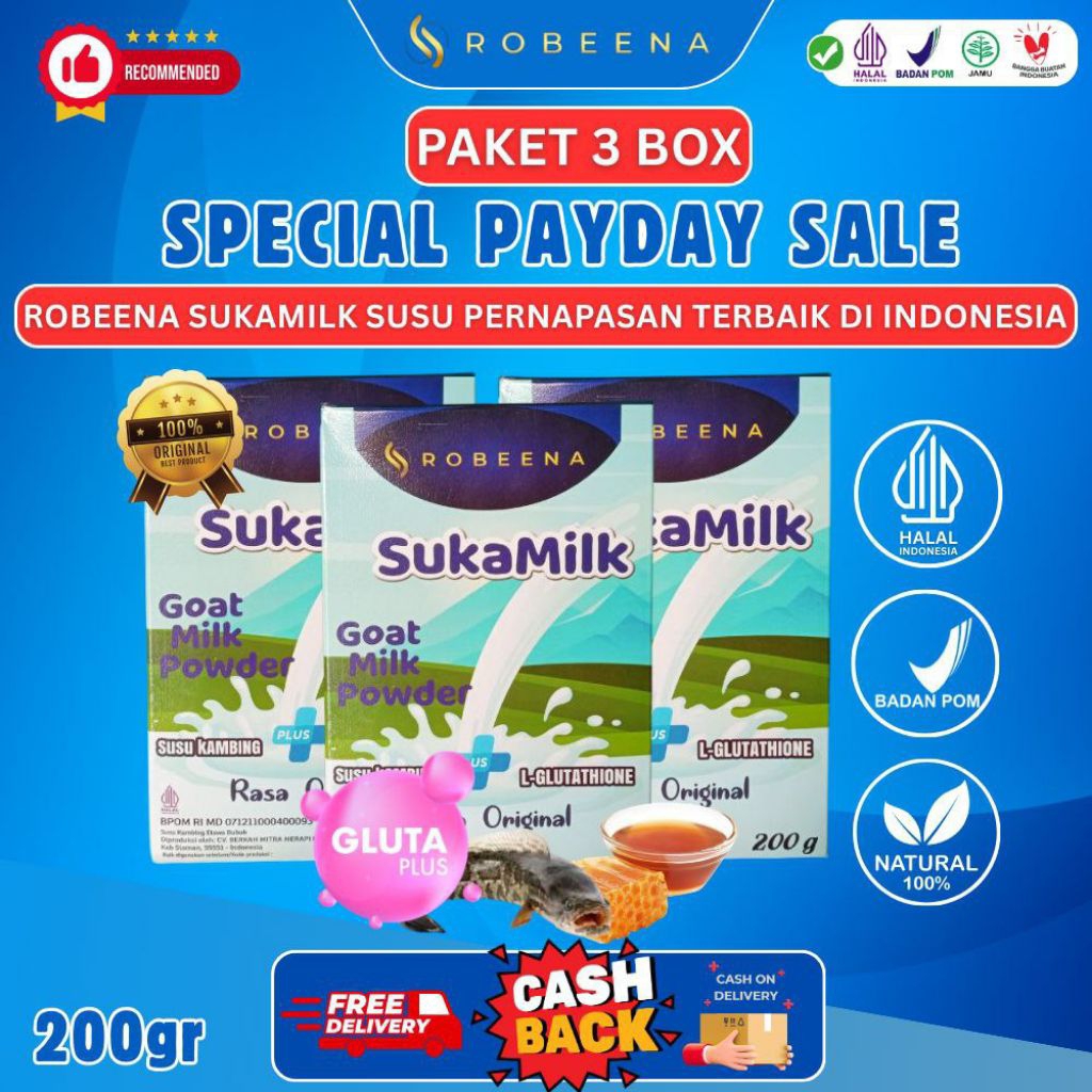 

Susu kambing etawa ROBEENA SUKAMILK untuk Pernafasan dan paru-paru - 3 box 200 gr