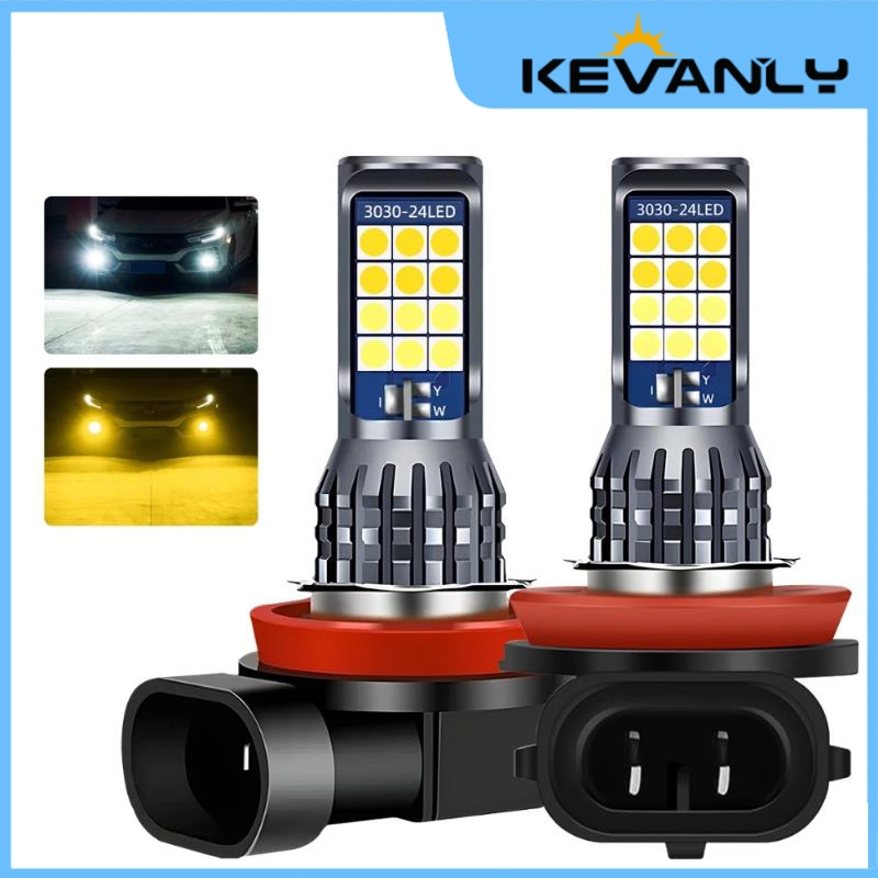 KEVANLY 2pcs lampu kabut mobil super terang H8/H11 h16 (JP) bohlam LED mobil dua warna lampu kabut p