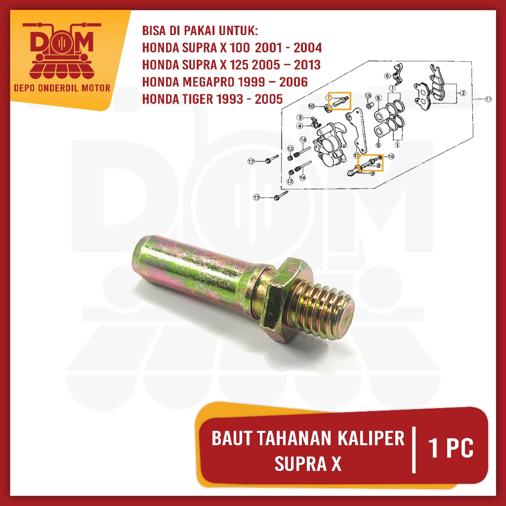 Baut Tahanan Kaliper Bawah Supra X (PSP) Baud Penahan Kampas Cakram Honda Supra X 125 Megapro Tiger