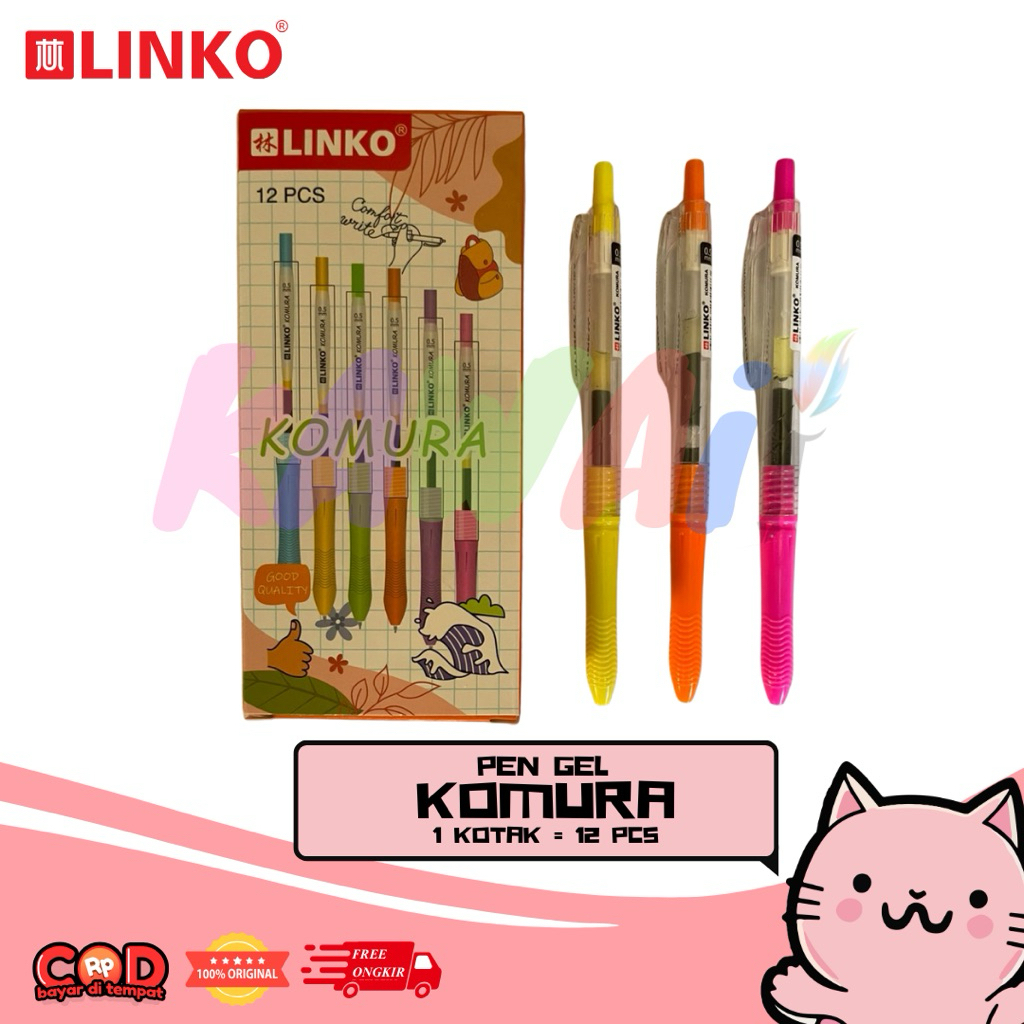 

gel pen bolpen pulpen pen pena gel 0.5 mm Linko KOMURA isi 12 pcs / 1 lusin