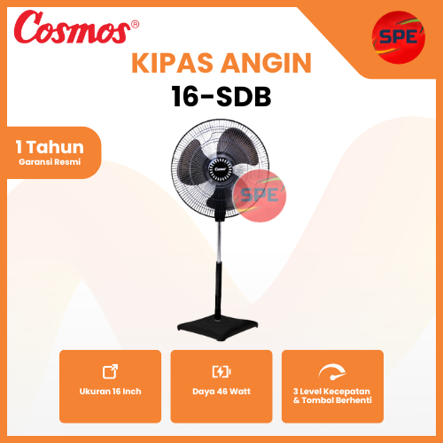 KIPAS ANGIN BERDIRI / STAND FAN COSMOS UKURAN 16 INCH 16-SDB / 16SDB GARANSI RESMI (MEDAN)