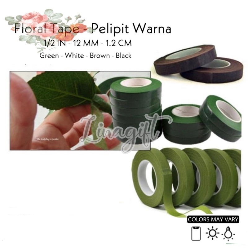 

( Rol 10 Yard ) FLORAL TAPE / FLOWER 1/2 INCH / 1.2 CM / 0.5 IN ISOLASI / SELOTIP 12MM