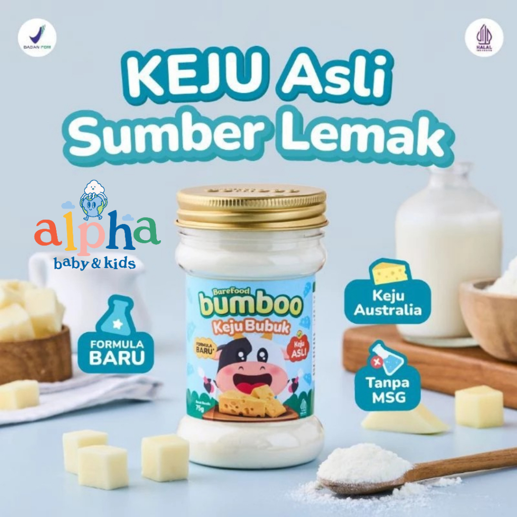 

BUMBOO Keju Bubuk Asli & Teri Bubuk - Keju Cheddar Australia - Tanpa Pengawet - No MSG -Bahan Alami