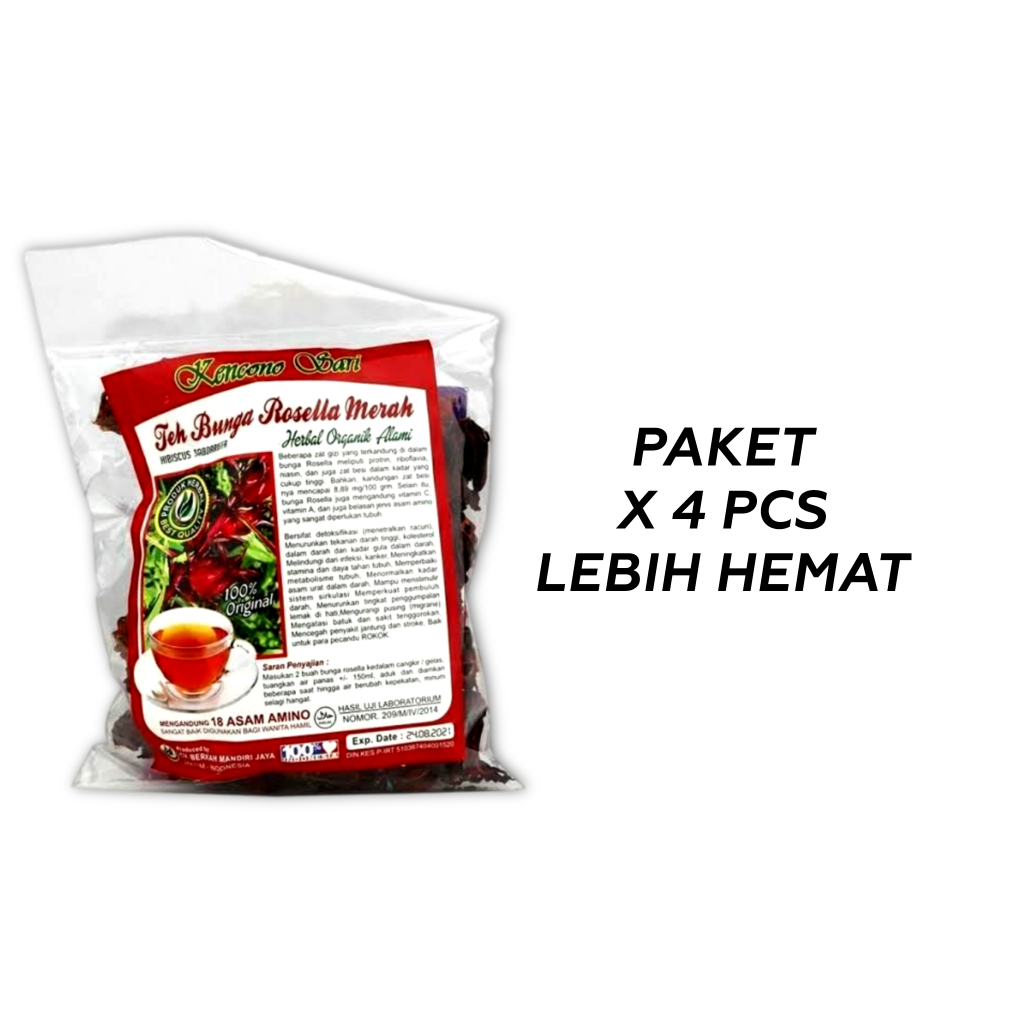 

4 PCS Teh Bunga Rosella Merah Kencono Sari 100g – Herbal Daun Kering Alami