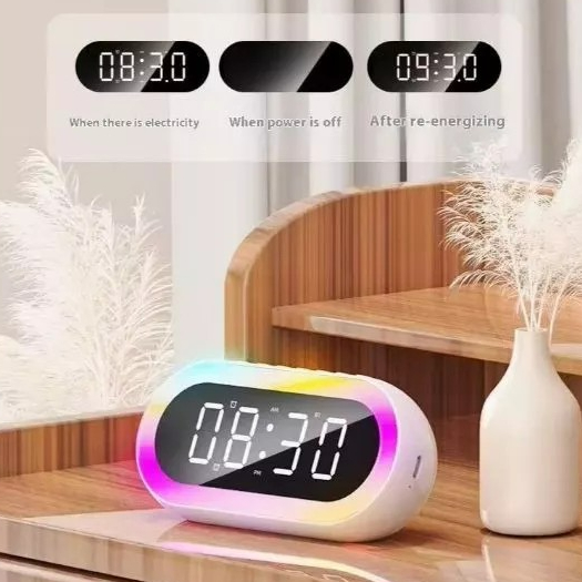 Panda Home Jam Digital LED Speaker Bluetooth Smart Clock Alarm Speaker Radio FM Jam Meja Music Box