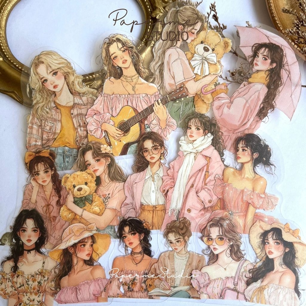 

STICKER CHARACTER - pet sticker girls korean aesthetic cute fresh dekorasi journal book by Papermestudio