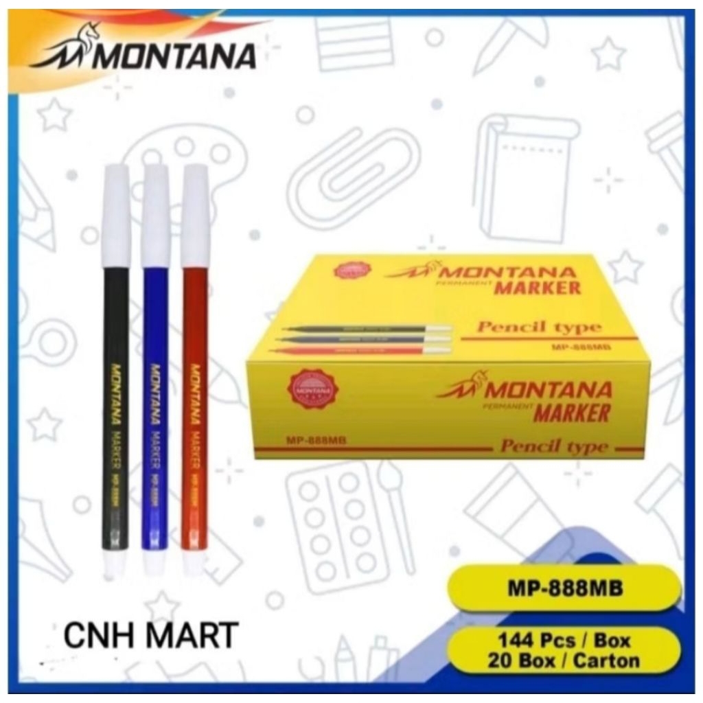 SPIDOL PERMANEN KECIL MONTANA / SPIDOL MARKER KECIL HITAM ,BIRU ,MERAH