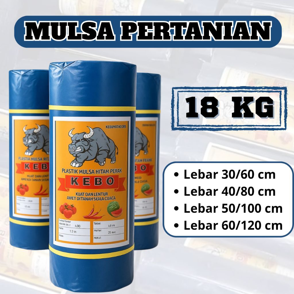 Mulsa Plastik 18 Kg Hitam Perak 35 Mikron | Mulsa Pertanian Kebun Sawah Lebar 60 80 100 120 cm