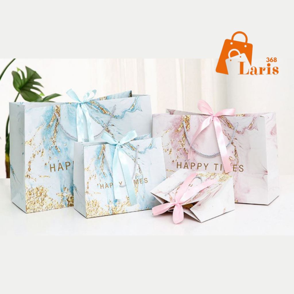 

Laris368 Paper Bag Paperbag Aesthetic Korea Tas Karton Kado Hadiah Gift Bag Pita Marble Banyak Size Premium