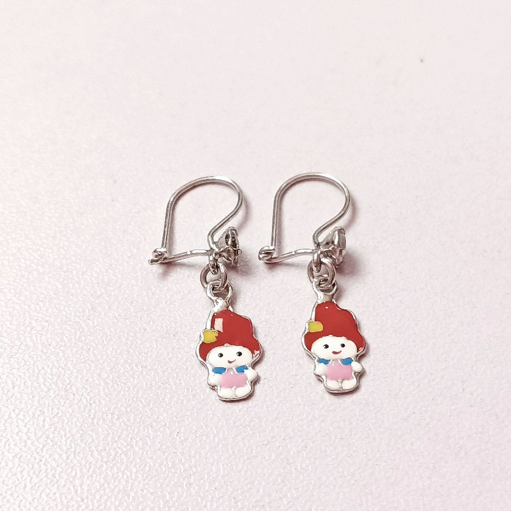 Anting Perak Anak/Anting Perak Anak Terbaru/Anting Rumbai Boneka/Perak 925/Lapis Emas Putih