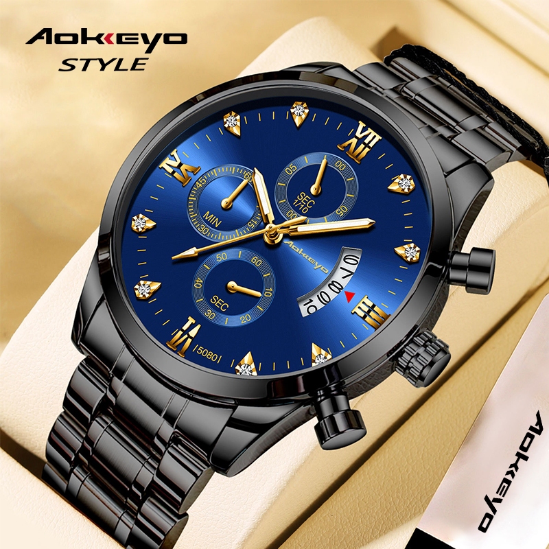 Jam Tangan Pria 5080 Anti Air Stainless Steel（Free Box+Kartu Garansi） Jam Cowok Keren Stylish Cowok