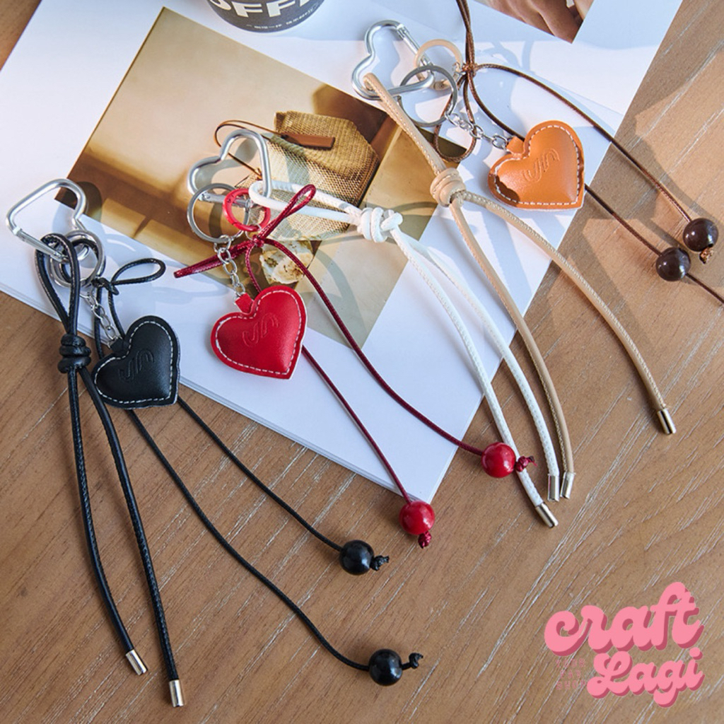 (Craftlagi) Bag Charm Chain Denim Love Heart Y2K Miu Miu Ganci Hits Gantungan Kunci Tas Gaul Hitam
