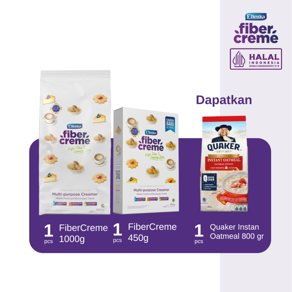 

FiberCreme Family Set (1000 gr + 450 gr) Free Quaker Instant 800gr