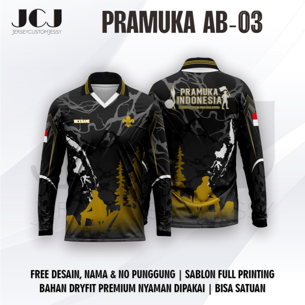 BAJU JERSEY LAPANGAN PRAMUKA PASKIBRA KAUS NYAMAN LATIHAN / anak dan dewasa / free custom tulisan