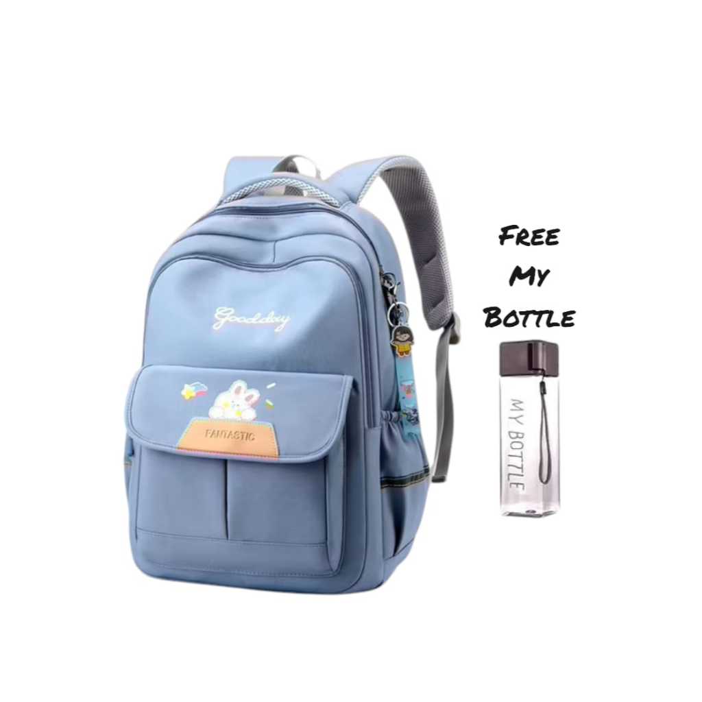 Tas Ransel Anak Sekolah SD SMP TK Perempuan Laki-Laki Warna Hitam Lucu Elegan Anti Air Muat Banyak B