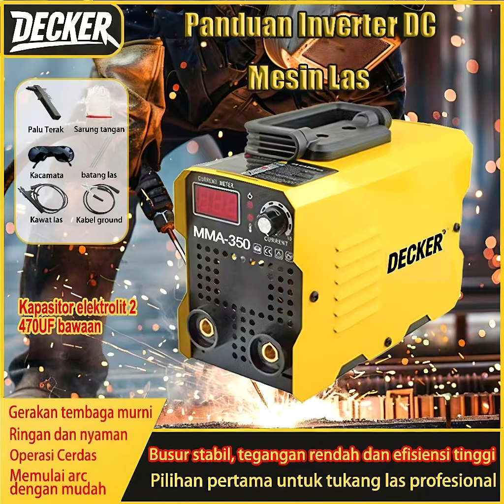 DECKER Mesin Las Inverter mesin las listrik 450 watt MMA 350A IGBT 450 watt Mesin las mini Mesin tra
