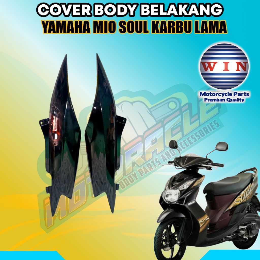 Merk Win Cover Body Yamaha Mio Soul Cover Samping Belakang Kanan Kiri Set Mio Soul Karbu 2008 - 2013