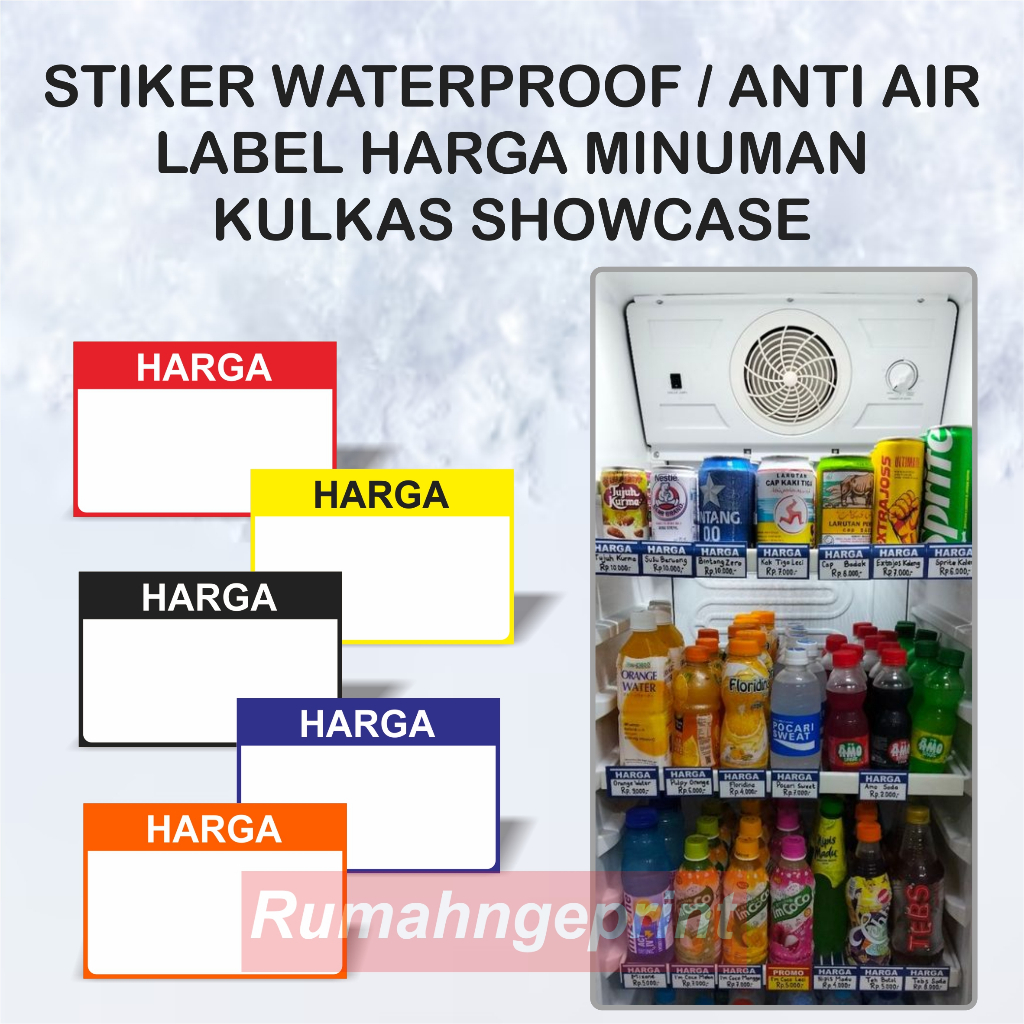 

STIKER WATERPROOF / ANTI AIR LABEL HARGA MINUMAN DINGIN KULKAS SHOWCASE