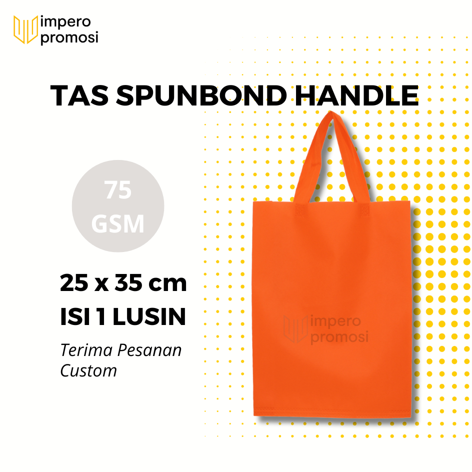 

Impero - GOODIE BAG SPUNBOND HANDLE 25x35 / Harga Lusinan / Kantong Belanja Murah (Orange)
